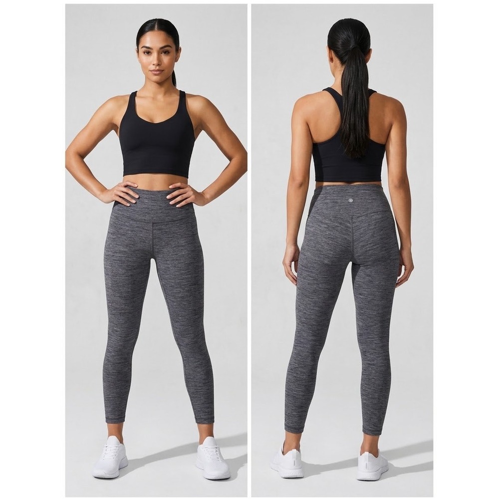 Lululemon Align High Rise Pant 25 Space Dye Heathered Black Gray Leggings Sz 10